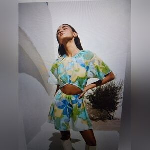 Sabo Skirt Loralei Floral Cutout Dress in Blue and Green Medium Austrailia